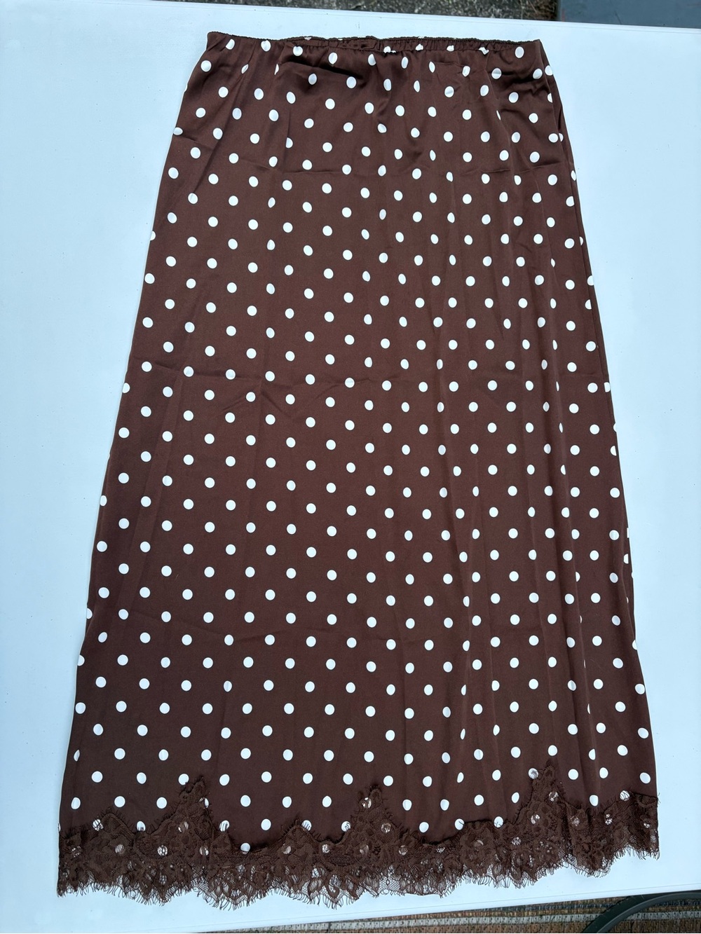 Brown Polka Dot Maxi Skirt